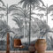 HXA DECO Papier peint jungle cocotier noir et blanc