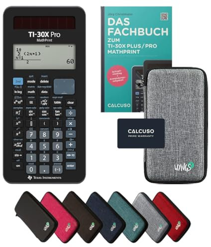 TI-30X Pro MathPrint Incl. Funda Protectora Gris Claro y Libro especializado (132 páginas, DIN A5) – Calculadora científica – Smart Set (Alemán)