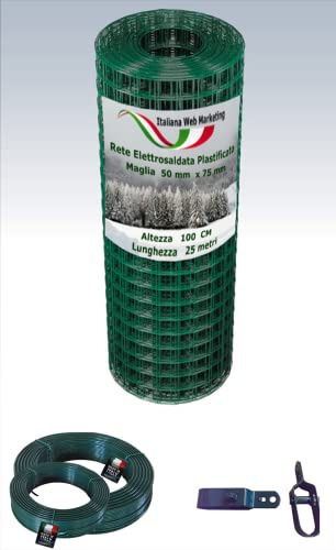 RETE METALLICA ZINCATA PLASTIFICATA ELETTROSALDATA PER RECINZIONE CON FILO PLASTIFICATO E TENDITORI(125 CM)