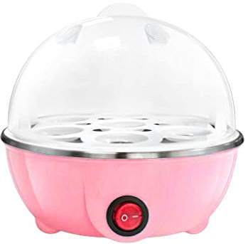 lmoikesz 7-Eggs Boiler Multifunction Electric Egg Cooker Portable Automatic Mini Steamer Auto-Off Cooking Tools Kitchen Utensil for (Pink, Single Layer)