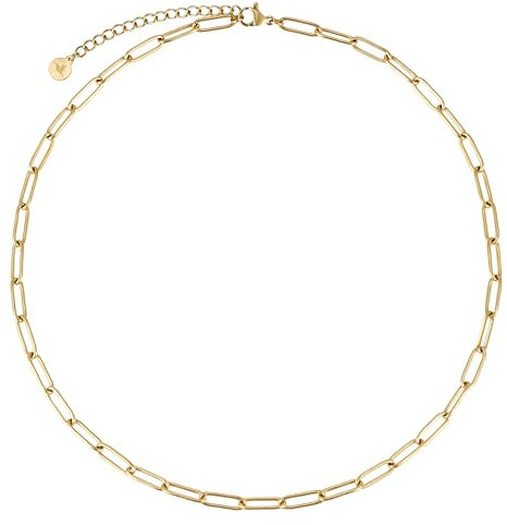 BONNYBIRD® Gliederkette Gold Damen Kette ohne Anhänger Edelstahl Schmuck Goldkette Gliederhalskette Frauen Schmuck Wasserfest Vergoldet Halskette