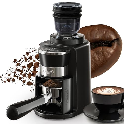 HIBREW Elektrische Kaffeemühle - Konische Edelstahlmühle mit erhaltenem Aroma, Einzeltasse, 200 Watt, 31 einstellbare Mahlgradeinstellungen