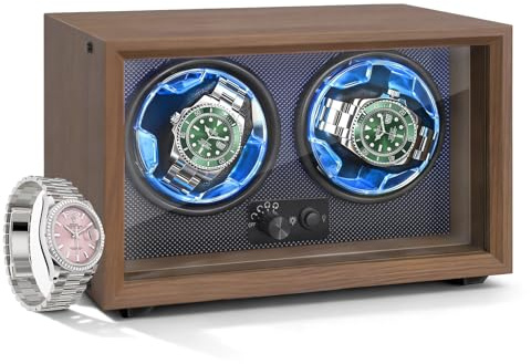 CAJESA Ultra Quiet Watch Winder for Automatic Watches, Safe Bedroom Double Watch Winder with Near 0dB Motor & Stable DC Adapter for Watch Collection