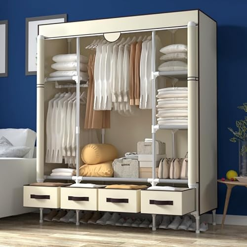 Anmas Power Armadio in tessuto con cassetti - 150 x 45 x 170 cm - Light Yellow Armadio montato in camera da letto
