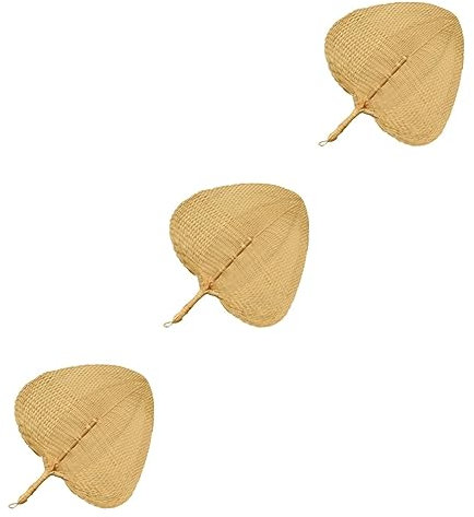 Alipis 3 Piezas ventilador de mano tejido abanicos de hoja de palma abanicos de palma natural ventilador de hoja de a naturales tejidos a mano Bambú