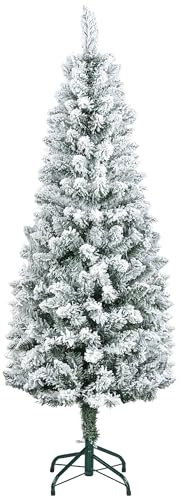 HOMCOM Árbol de Navidad Artificial Nevado 150 cm con 317 Ramas y Soporte de Metal para Salón Interior Verde