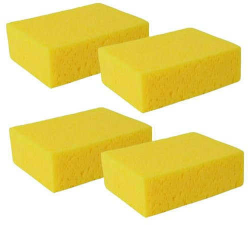 Tek Automotive Large Rectangular Car Wash Sponge - Pack of 4 | Non-Scratch, Super Absorbent Cleaning Products for Valeting Equipment and Home Use