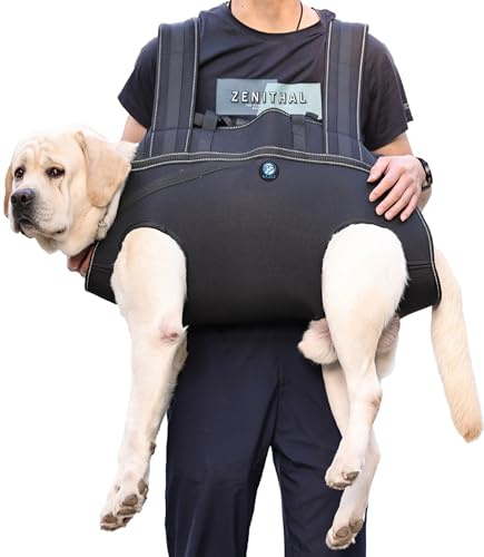 KAJILE Pettorina per Sollevamento per Cani di Grossa Taglia,Imbracatura per il Corpo Intero Cane,Imbracatura per Cani Morbida Impermeabile Regolabile Riflettente,Nero,XL