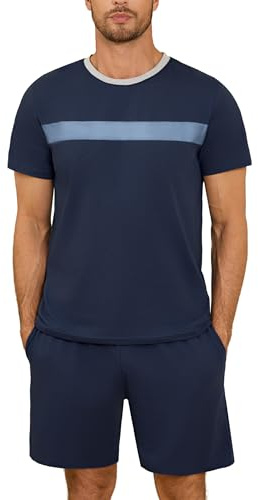 Marvmys Mens Pjs Sets Soft Mens Pyjamas | Nightwear Short Sleeve Sleepwear Set Loungewear T-Shirt Top & Shorts Bottoms Casual Nightwear