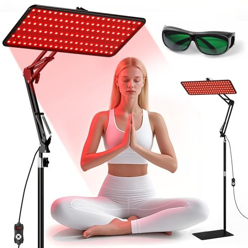 Morfone Red Light Infrared Lamp for Body Face - Tri-Wavelength (660nm, 850nm, 940nm) Infrared Light Lamp Large Panel with Adjustable Stand, Protective Glasses for Home Use, Gift for Women Girls