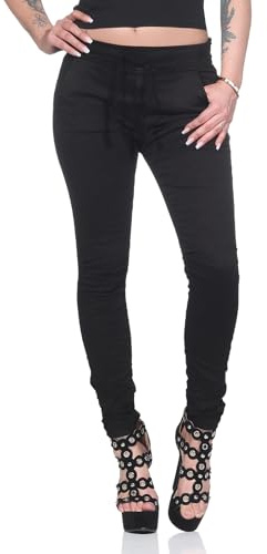 Damen Skinny Röhrenhose Sweatpants Hüfthose Chino Stretchhose Damenbhose Slim Fit Jeans Hose in Schwarz