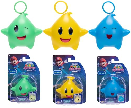 The Super Mario Galaxy Movie – Luma Star Yo-Yo 3-Pack Bundle - Assortment Includes Three Luma, Blue, Green, and Yellow - Each has a Glow-in-The-Dark Feature!
