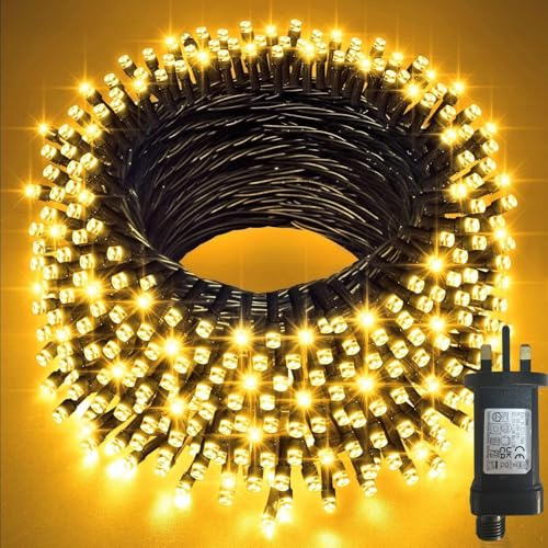 SHJKBST 100M/328FT LED Fairy Lights, Outdoor/Indoor Waterproof String Light with 8 Modes, Warm White Lighting String Light for Garden, Xmas, Tree Party Wedding Decorations (100m)