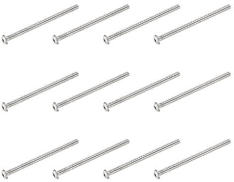 PATIKIL Viti A Testa Bombata Con Innesto Esagonale, 12 Pezzi #10-24 UNC x 3 Pollici 304 Acciaio Inossidabile Guida Esagonale Filettatura Completa Bulloni Macchina Apparecchio, Argento