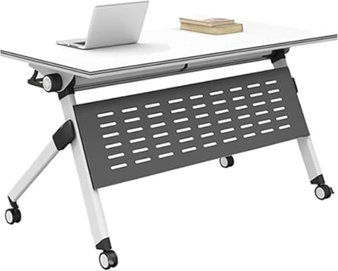 Modernt vikbart konferensbord med låsbara hjul, rektangulär, multifunktionellt skrivbord för kontor, mötesrum, klassrum - bärbart och platsbesparande (160 x 40 x 75 cm)