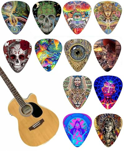 JEXOWIQ 12Pcs pua guitarra,puas guitarra electrica,Púas para Guitarra Acústica, Puas de Guitarra Electrica, Gutar Picks, para Guitarra Acústica, Eléctrica, Ukelele, Clásica, Bajo