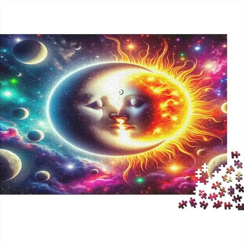 Rompecabezas 1000 Piezas Sol y Luna Cartón Premium Familias Cara Sol y Luna Encastre Preciso Entrenamiento Cerebral Desintoxicación Digital Juego Regalo 38x26cm