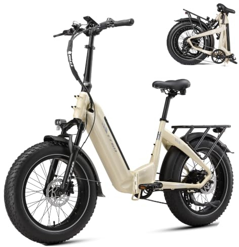 ttgo Vélo électrique avec batterie 48 V 18 Ah, vélo électrique tout terrain pliable avec pneus 20 x 4,0, 70 NM, 25 km/h, 7 vitesses jusqu'à 140 km, capteur de couple et freins hydrauliques, F6 Boost