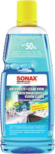SONAX Detergente concentrato antigelo per parabrezza (1 L) impedisce il congelamente dell'impianto lavavetri e degli ugelli in inverno | Art. 03323000