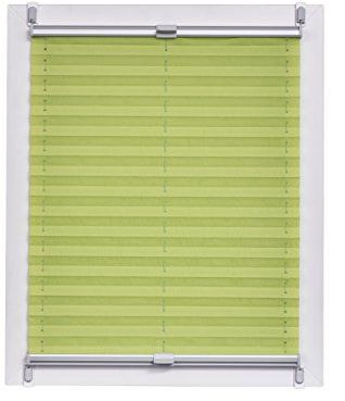 Sunlines Plissee Made in Germany, Tageslicht, Echtcrush Klemmfix, Silbergraue Schiene, 85 x 150, Stoff, Grün, 85 x 2.3 x 150 cm