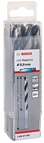 Bosch Professional 10-Piece PointTeQ HSS Twist Drill Bit (for Metal, 9.8 x 87 x 133 mm, Drill Driver Accessories)