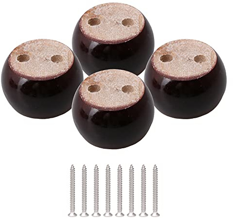 RDEXP 4 patas redondas de madera de eucalipto de 8 x 8 x 5 cm, color rojo y marrón, 100 kg de peso de carga para sofá, armarios, mesas, cama