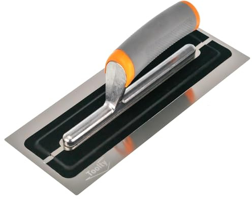 Toolty, Flexible Plaster Finishing Stainless Steel Trowel with Soft Grip Handle - 11 inch