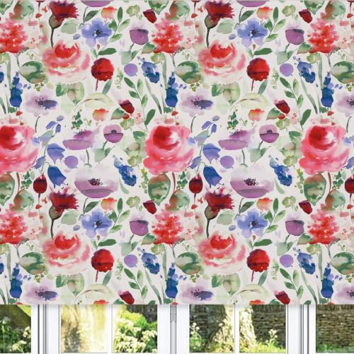 Lister Cartwright Floral Summer Patterned Roller Blinds (60 x 140 cm) | Cut to Size Blackout Blinds for Windows | Bedroom, Bathroom, Kitchen & Door Window Blinds | Easy Fit Child Safety Roller Blinds