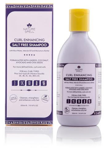 Nature Spell Curl Enhancing Shampoo, Defines and Repairs, with Rice Water & Linseed, For All Curl Types, Vegan, 300ml