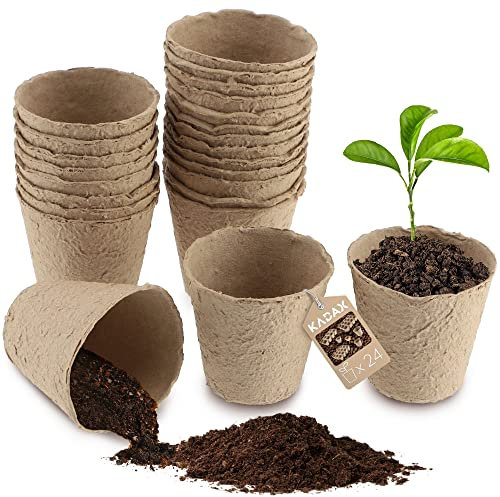 KADAX Pots de tourbe, pots de culture, pots de culture, pots de culture, pots de culture, pots en fibres (24, ronds)