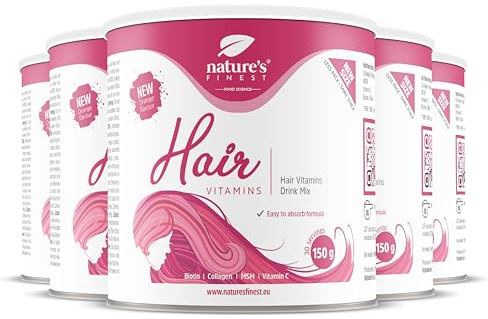 Nature's Finest by Nutrisslim Vitamines Pour Cheveux, Pour Femme, Aide au Lissage et à la Repousse des Cheveux, Riche en Biotine, Réduit la Perte de Cheveux, Avec Collagène, MSM, Vitamine C