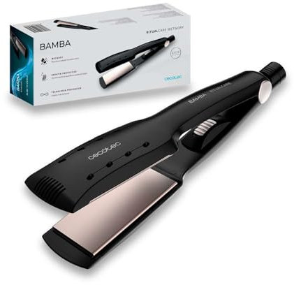 Cecotec Plancha de Pelo de Placas Anchas Bamba RitualCare Wet&Dry. 55 W, Revestimiento de Queratina y Aceite de Argán, 210ºC, Cabello Húmedo y Seco, Placas XL y 3D, Cable 3m
