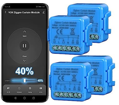 zigbee Rollladenschalter, Modul für elektrische Rolläden Vorhänge, Smart Life/Tuya App-Steuerung, Smart Switch kompatibel mit Alexa/Google Home, Perfekt für Vorhänge, Jalousien 4pcs