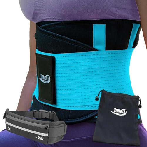 InnoTi Faja Lumbar para Hombre y Mujer - Cinturón Protector de los Lumbares en Actividades Deportivas, el Gimnasio y en el Trabajo - Evita Lesiones y Dolor de Espalda - Compresión de Doble Ajuste L