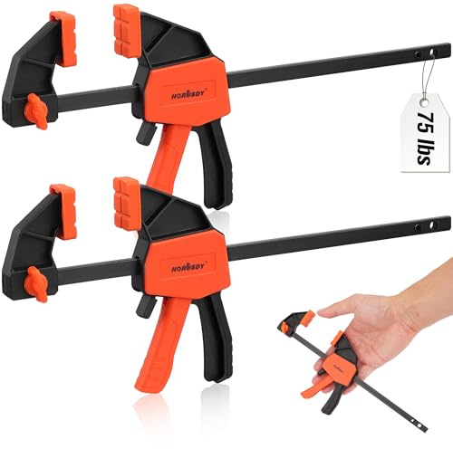 HORUSDY 6 Mini Bar Clamps for Woodworking - 2 Pack Quick Clamps F Clamp with 75 LBS Load Limit