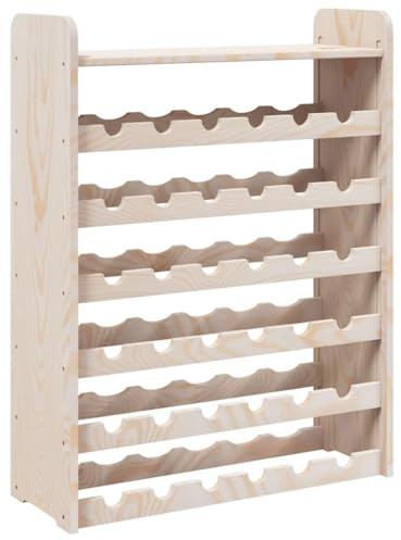 vidaXL Solid Pine Wood Wine Rack, 36-Bottle Capacity with Top Board Shelf, Modern Freestanding Holder for Dining Room/Cellar/Bar
