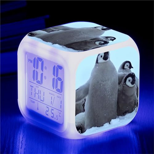 SerendipitousWhisper Pinguino Sveglia Digitale creatività Sveglia Luminosa Notturna a LED illuminata con Luce Sveglia Regali di Compleanno per Bambini Adulti