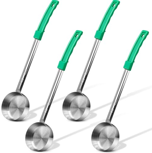 4 Ounce Solid Stainless Steel Portion Control Ladle Spoon - 4Pcs Pizza Sauce Serving Spoons Portion Ladle for Sauces, Perfect for Weight Watchers, Buffets, Parties
