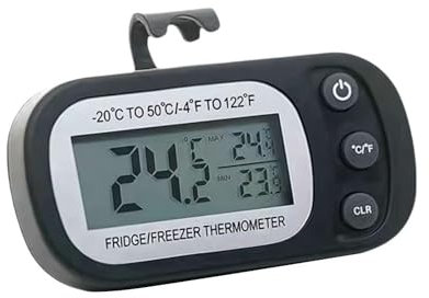 Termometro digitale per frigorifero, termometro digitale per congelatore, misuratore di temperatura per interni, schermo LCD con registrazioni max e minima, intervallo da -20 a 50 °C