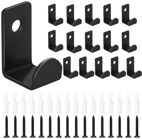 zeyedemo 16 Stück Garderobenhaken, Kleiderhaken Schwarz aus Metall, geeignet für die Wandmontage in Fluren, Wohnzimmern, Badezimmern und Garderoben