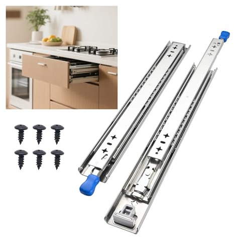 EudaemonVia Guías Correderas para cajones con bloqueo integrada 700mm, Correderas Rodamiento de Bolas 105 KG Capacidad Rieles Guías Laterales para muebles,armarios,vehículos,Baño, 1 par