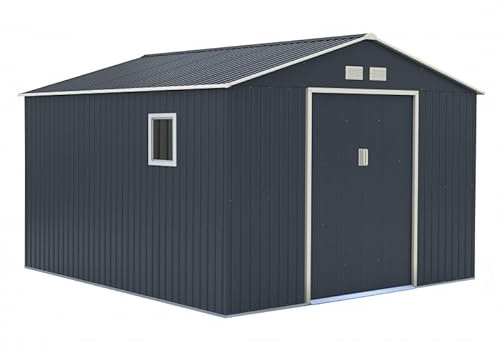 X-Metal Abri de Jardin en Acier Galvanisé 13m² | Anthracite avec Kit d'ancrage | Hautes Parois 175cm, Fenêtre latérale | Abri à Outils Abri de Rangement Extérieur