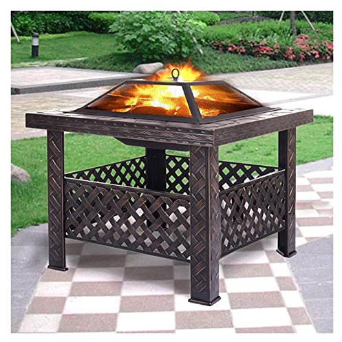 ZJFHEYUO Pozzi del Fuoco da Esterno, Giardino, braciere a Legna, Ciotola, Tavolo da Barbecue da terrazza, Patio, Cortile, Stufa da Esterno con parascintille, caminetto, attizzatoi