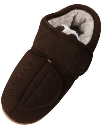 RUIXIA Chaussons Chaud D'hiver pour Homme Femme Chausson Diabétique Bout Ouvert Ajustable Pantoufle Antidérapant Chaussure Confortable pour Pieds Gonflés