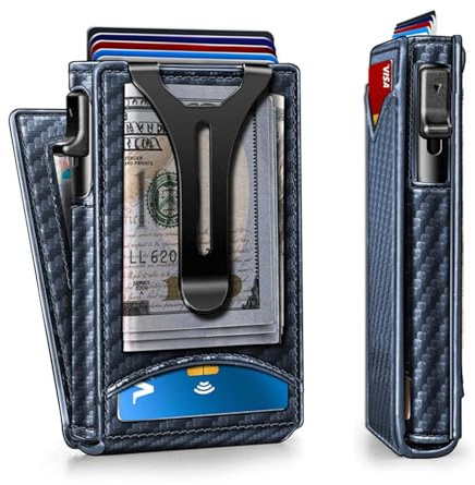 CHARMNAIL Carteras para Hombre Ultradelgadas, Tarjetero con Bloqueo RFID, Aluminio Aeronáutico, 0.72 Pulgadas Grueso, 9-13 Tarjetas, Clip de Acero para Dinero, Caja Regalo