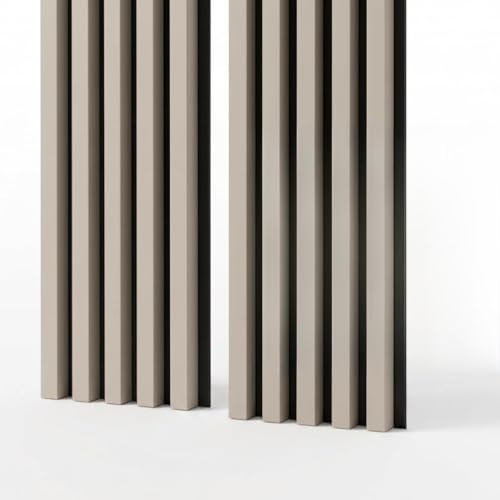 MEBANO. Akustiska Paneler på Filt 240 x 53 cm (2 stycken 240 cm x 26,5 cm) Ljuddämpande Akustiska Färg Sandgrå MDF-Väggpaneler Lamellbeklädnad Borrfri Montering Ljudisolerande