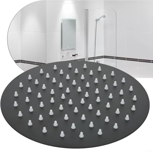 Pomme de douche à effet pluie 20,3 cm ronde mate ultra fine haute pression facile sans outil installation pivotante angle réglable buses en silicone flexibles anti-obstruction technologie Air Boost