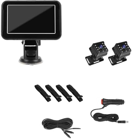 Keenso Cámara para bebé en el Coche, Monitor para Bebés de 5 Pulgadas, HD 1080P con Cámaras Duales de Visión Nocturna Infrarroja y ángulo de Visión Amplio de 150°, para la Seguridad de