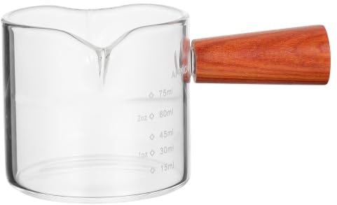 VERDANVERSE Jarra de Café con Doble Boca y Mango de Madera, Vaso Medidor de Vidrio con Báscula, Fácil de Limpiar, Adecuado para Hoteles y Cafeterías