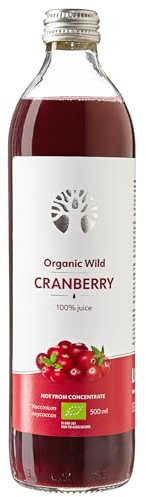 Zumo de Arándano Ágrio Silvestre Orgánico LOOV, 500 ml, 100% arándanos frescos orgánicos prensados ​​directamente, contiene polifenoles, sin agua ni azúcar añadido